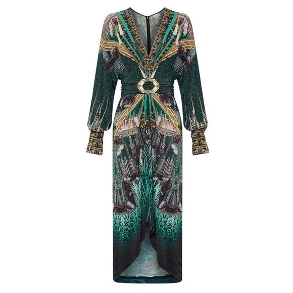 Camilla belted jersey Fitzgeralds flapper Asymmetric dress. M NWT $649 - Picture 1 of 11